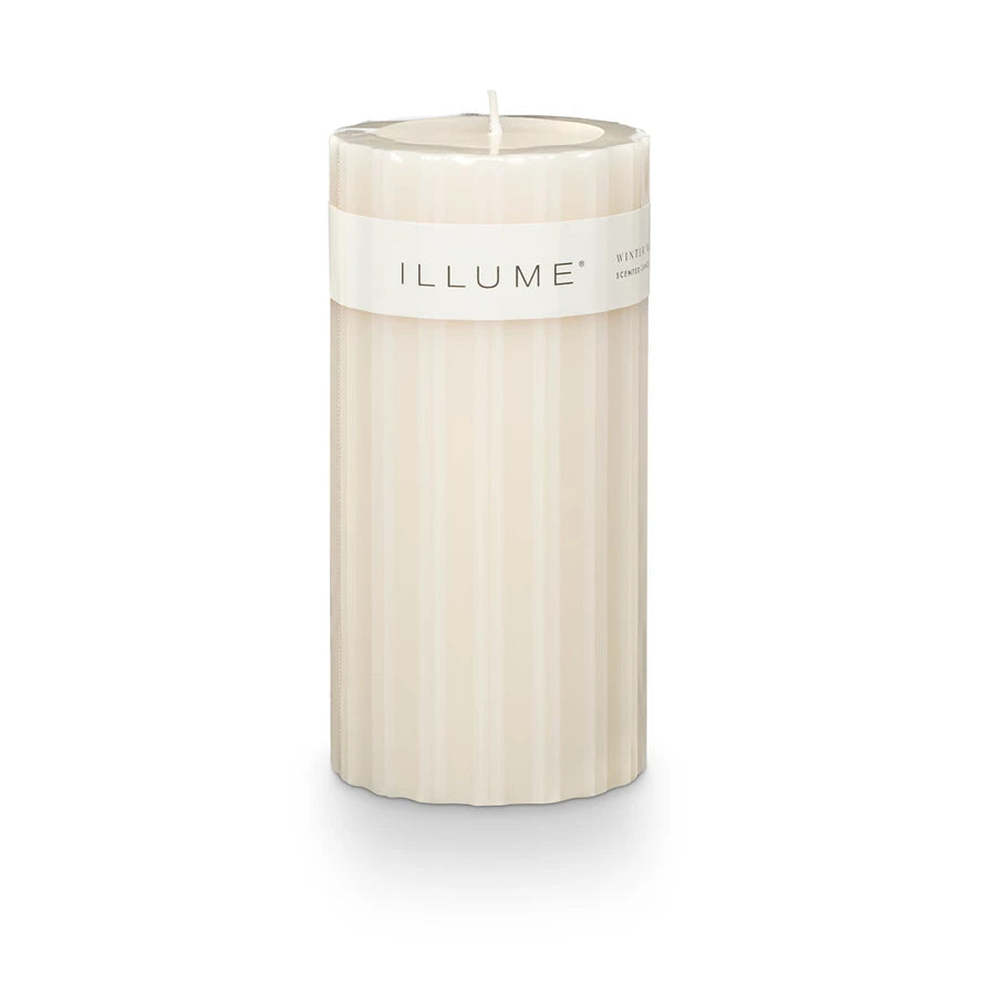 Illume Candles Balsam & Cedar 3x6 Medium Etched Pillar Illume Candle