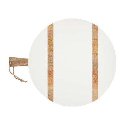 White & Natural Round Mango Wood Serving Board - One Amazing Find: Creative Home Market