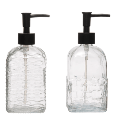 Embossed Glass Soap Dispenser with Pump, 2 Styles - One Amazing Find: Creative Home Market