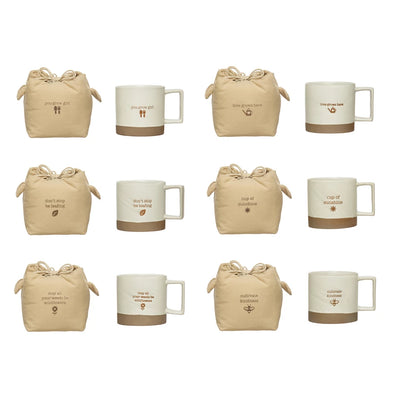 12 oz. Stoneware Mug with Saying in Printed Drawstring Bag - 6 Styles - One Amazing Find: Creative Home Market