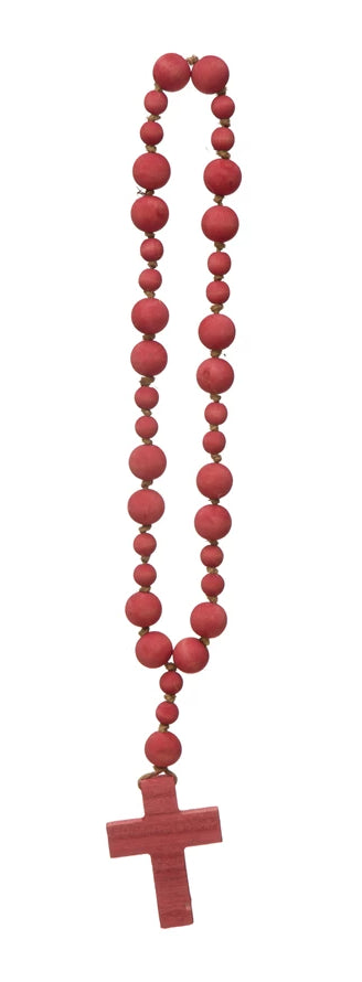 Dark Red Wood Bead Rosary RDS168 