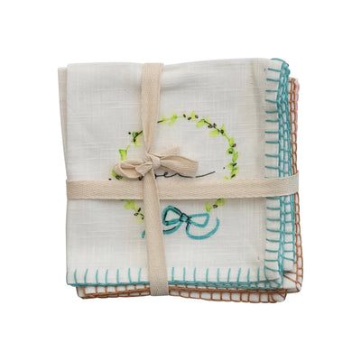 Holiday Blanket Stitched Cotton Napkins (Set of 4) - One Amazing Find: Creative Home Market