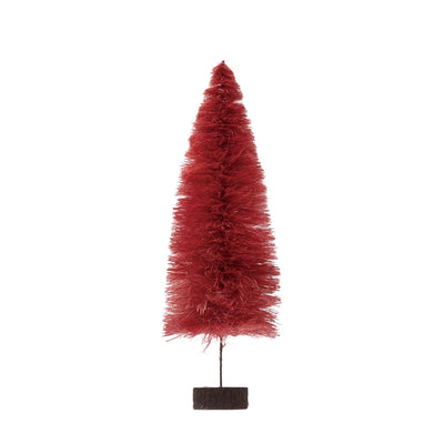 Sisal Bottle Brush Tree with Wood Slice Base, Berry Color - One Amazing Find: Creative Home Market
