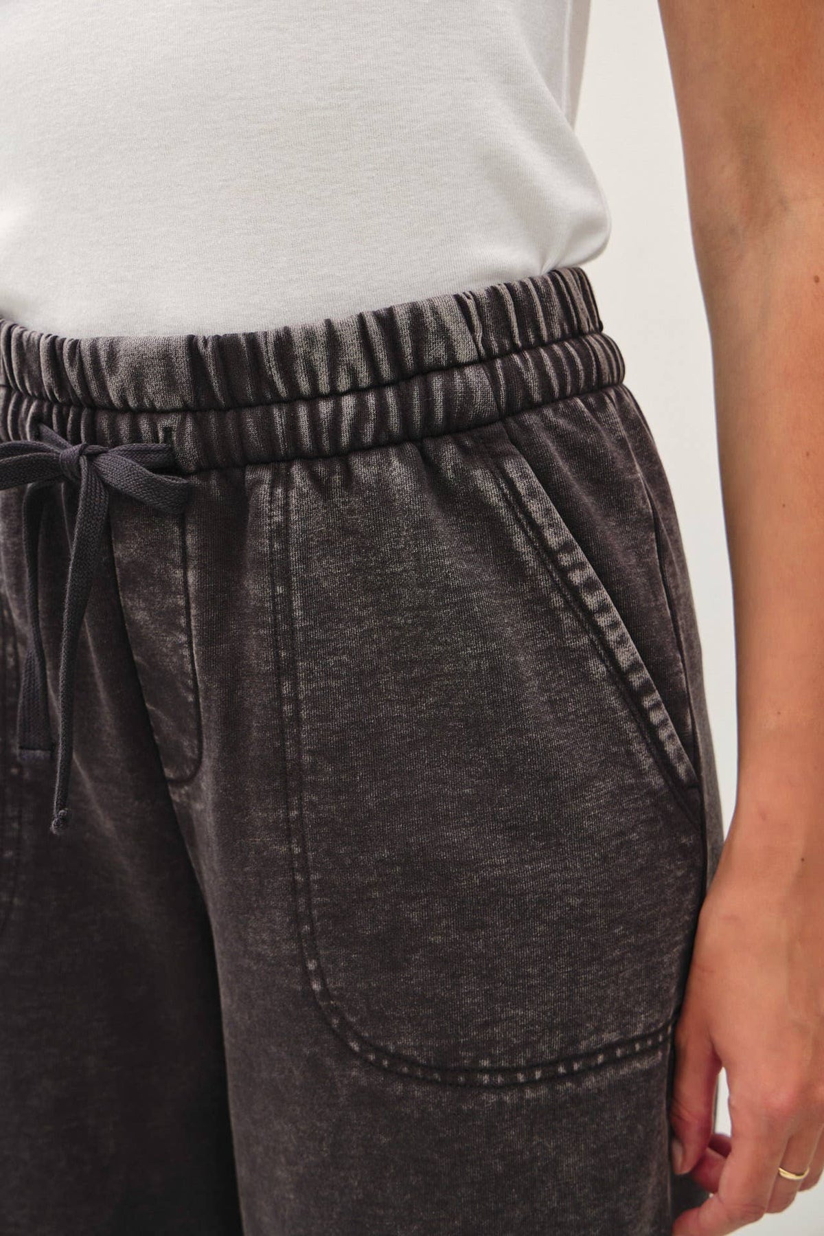 ACID WASH COTTON DRAWSTRING SWEATPANTS