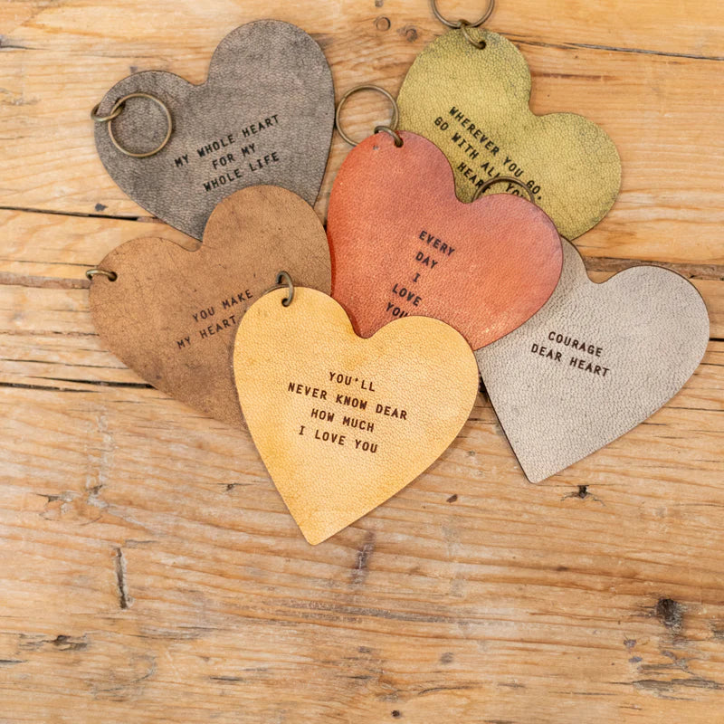 Leather Heart Keychains - 6 Styles