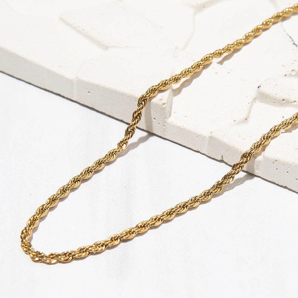 Gilded Gold Necklace-20" Rope Chain | Charm Bar Necklace