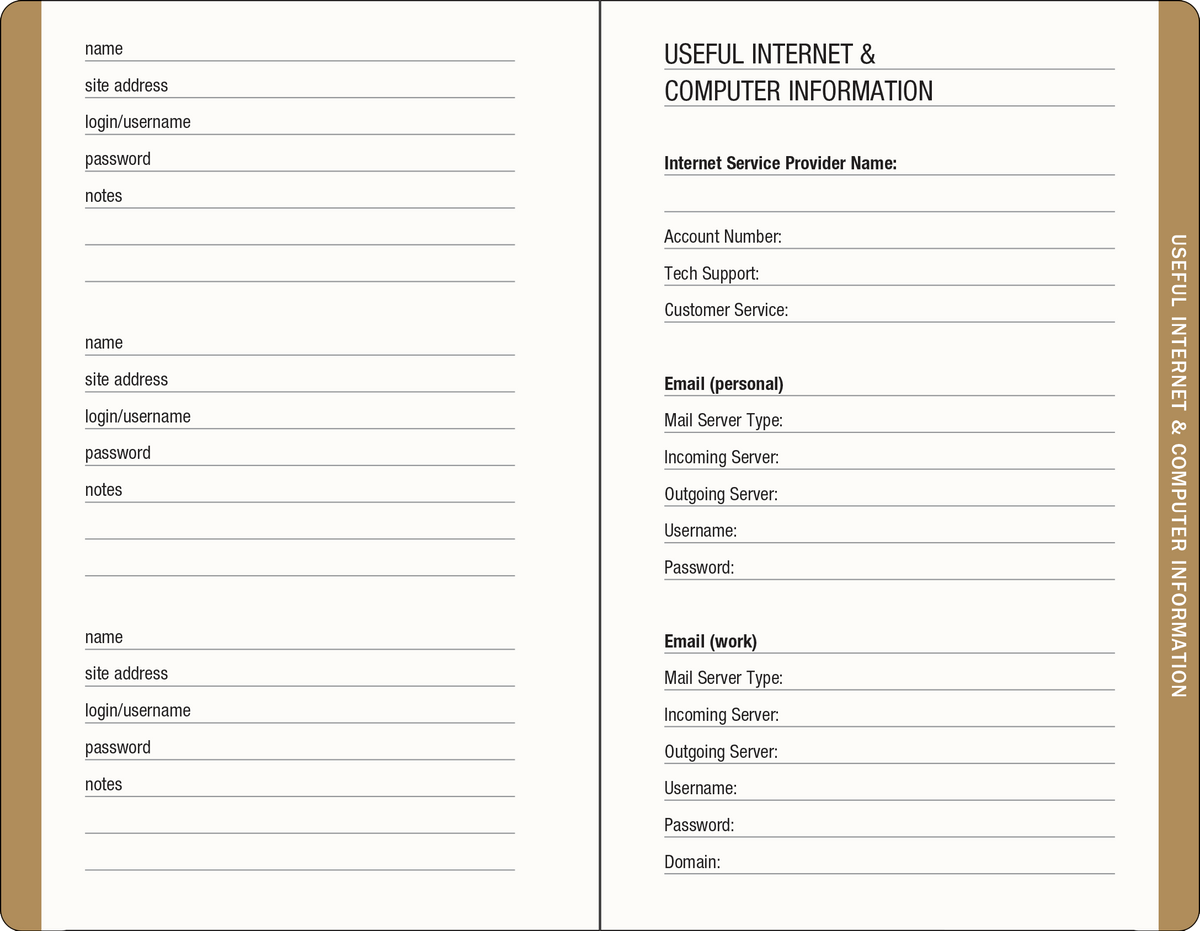 Amalfi Lemons Internet Address & Password Logbook