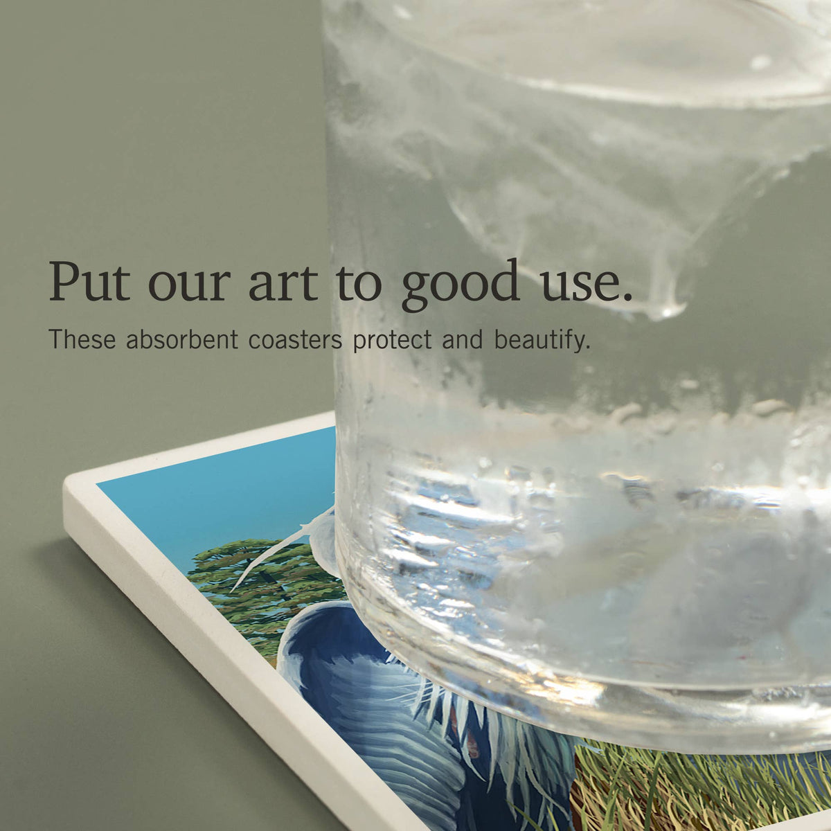 CERAMIC COASTER Florida, Blue Herons in grass