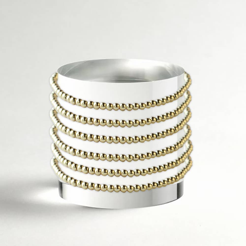 Gold Beaded Bracelets-3mm, Smooth