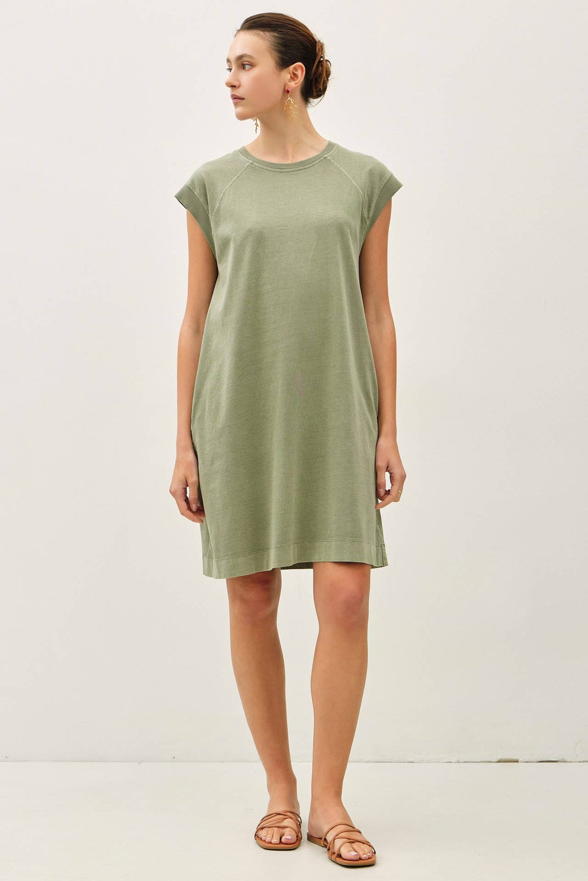 CASUAL CAPPED SLEEVE JERSEY DRESS