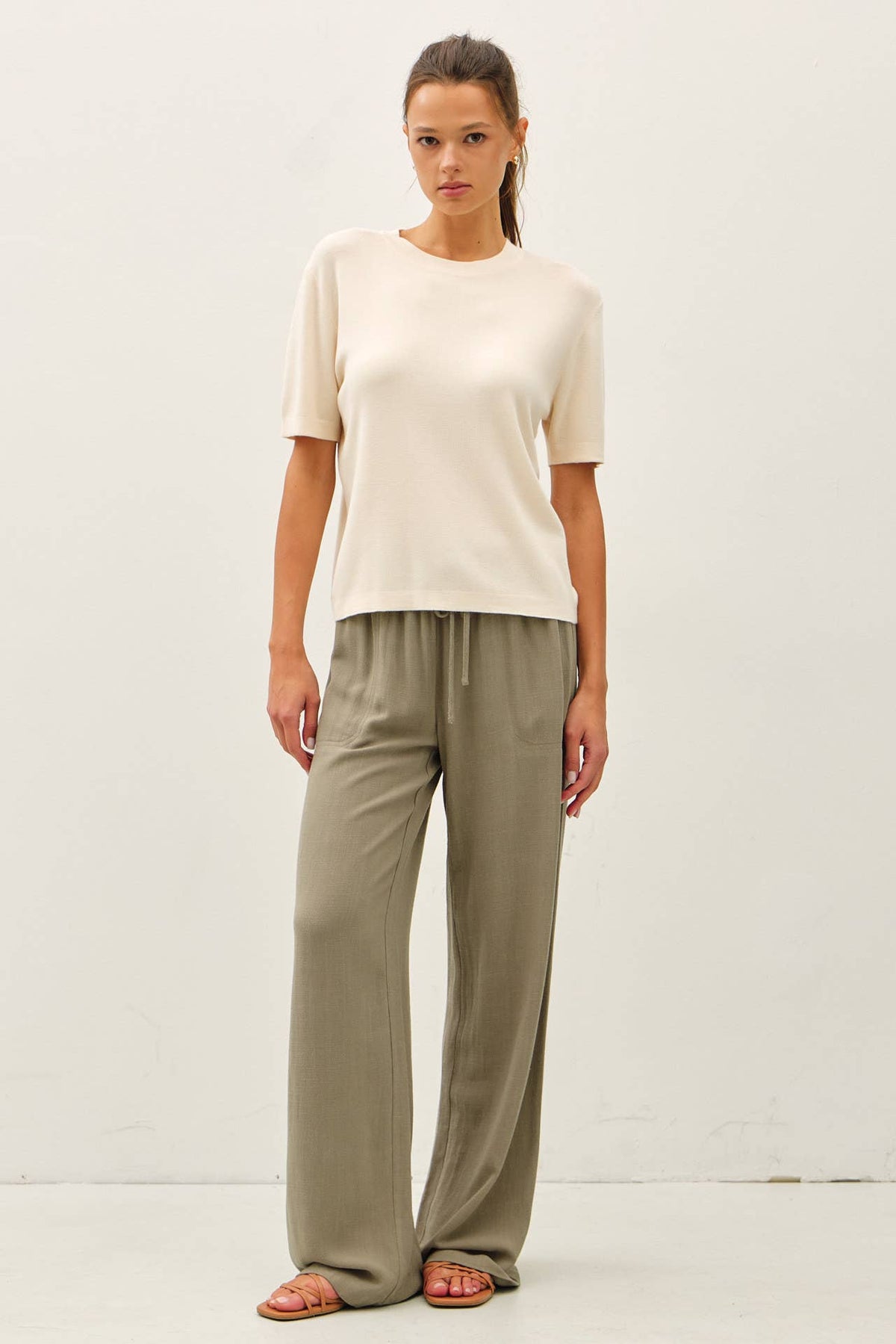 CASHMERE BLENDED SHORT SLEEVE SWEATER