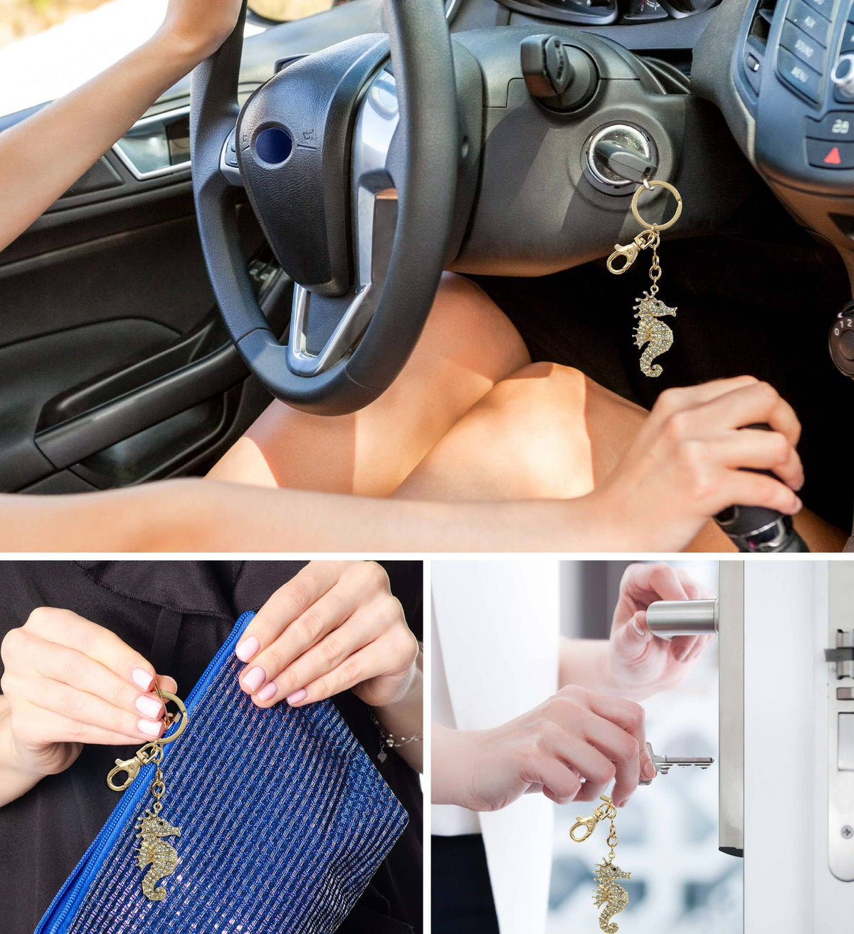 Gold Sparkling Charms - Seahorse