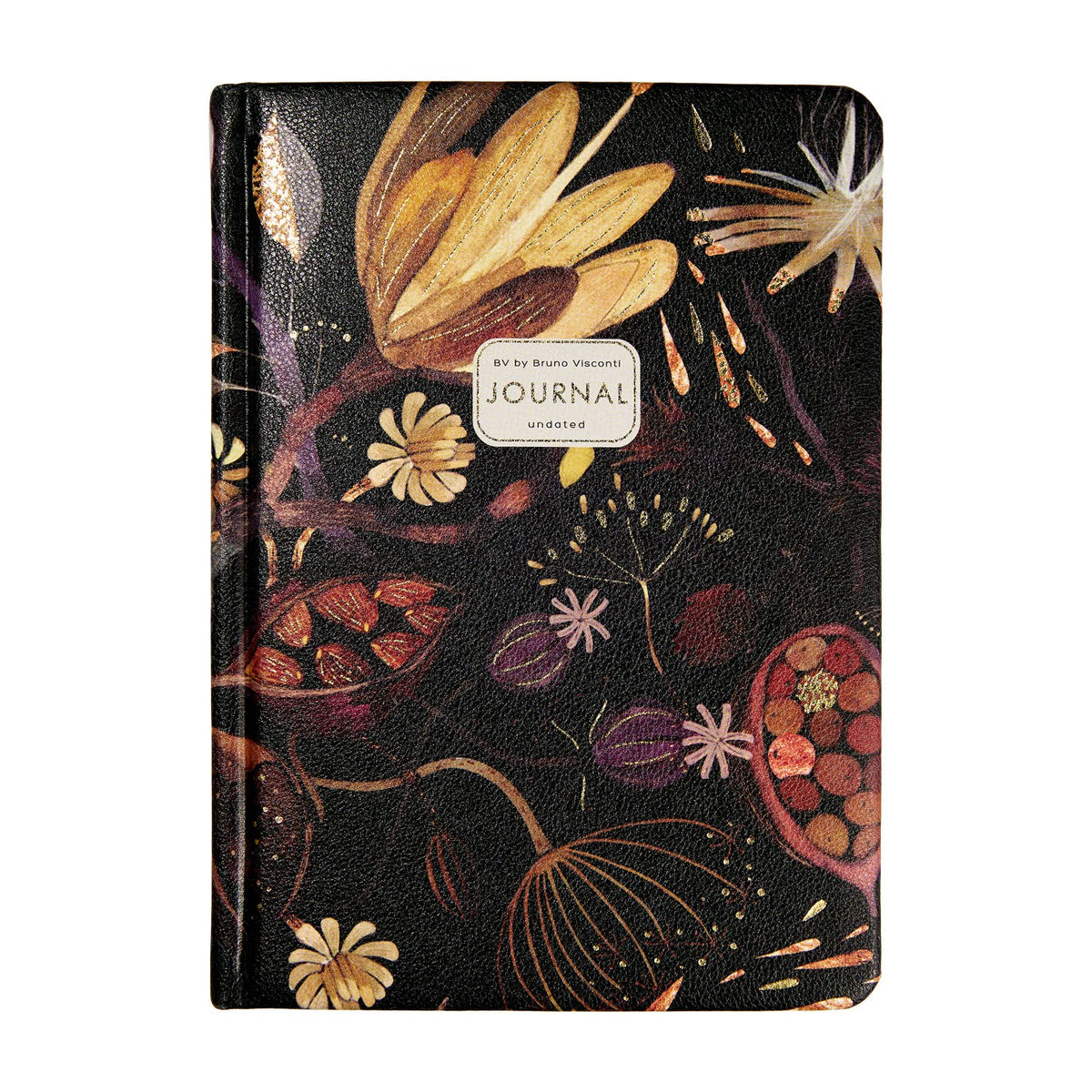 A5 Vegan Leather Hardcover Daily Planner -Night Flowers