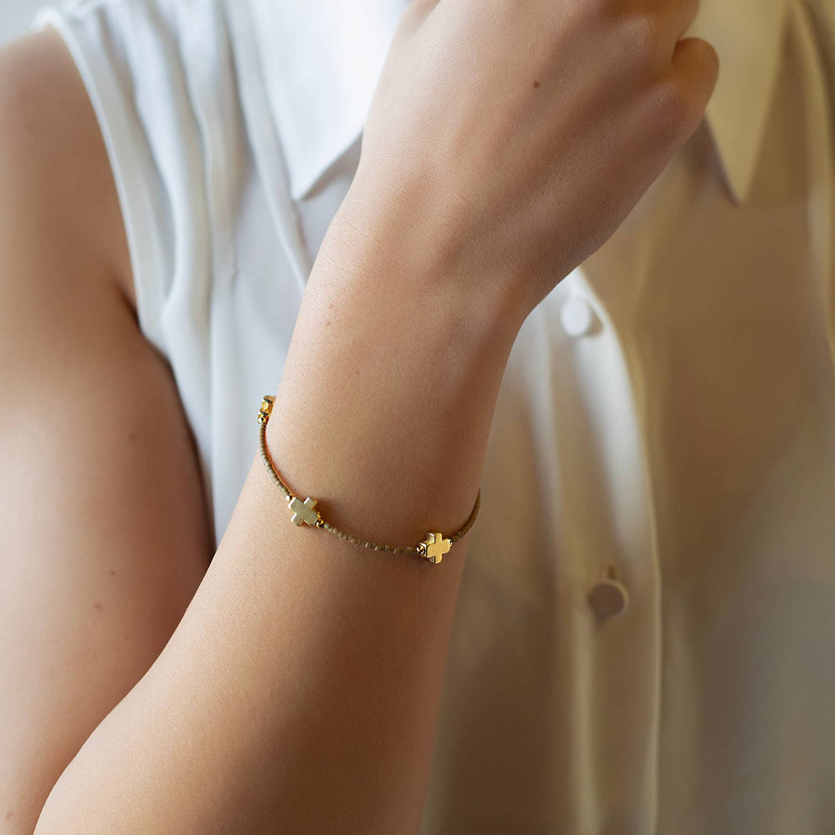 Faithful Cross Bangle-Mocha, Cross Bracelet | Christian