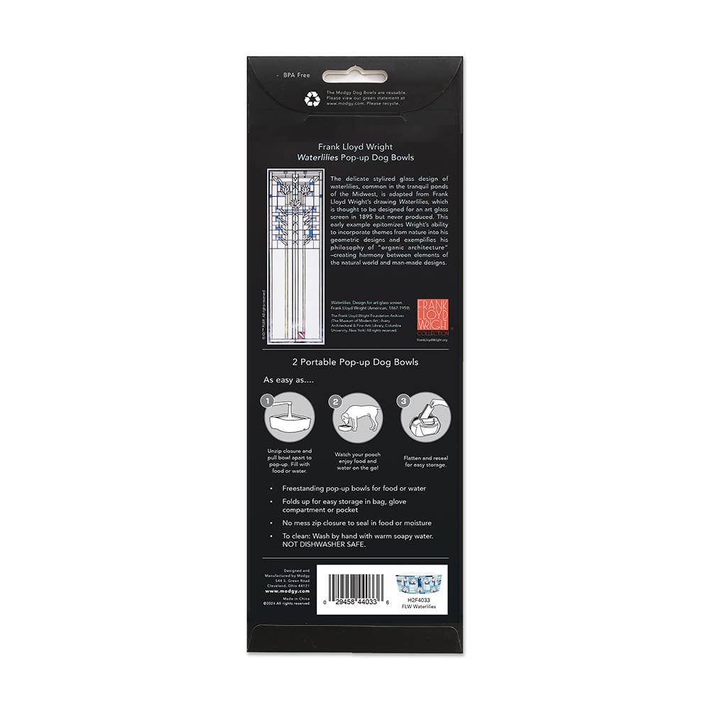 Frank Lloyd Wright Waterlilies Dog Bowls