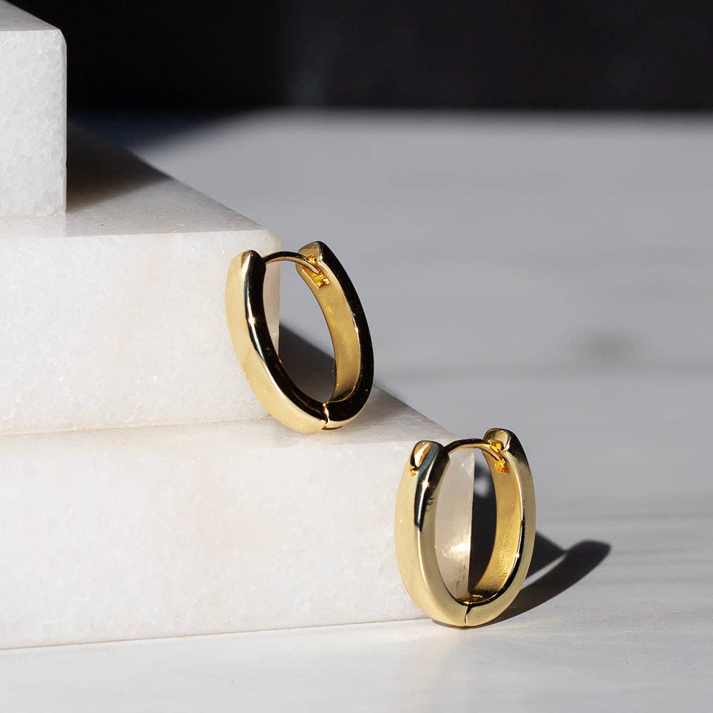 Gilded Gold Earrings-Oval Hoops | Hoop Earrings for Women