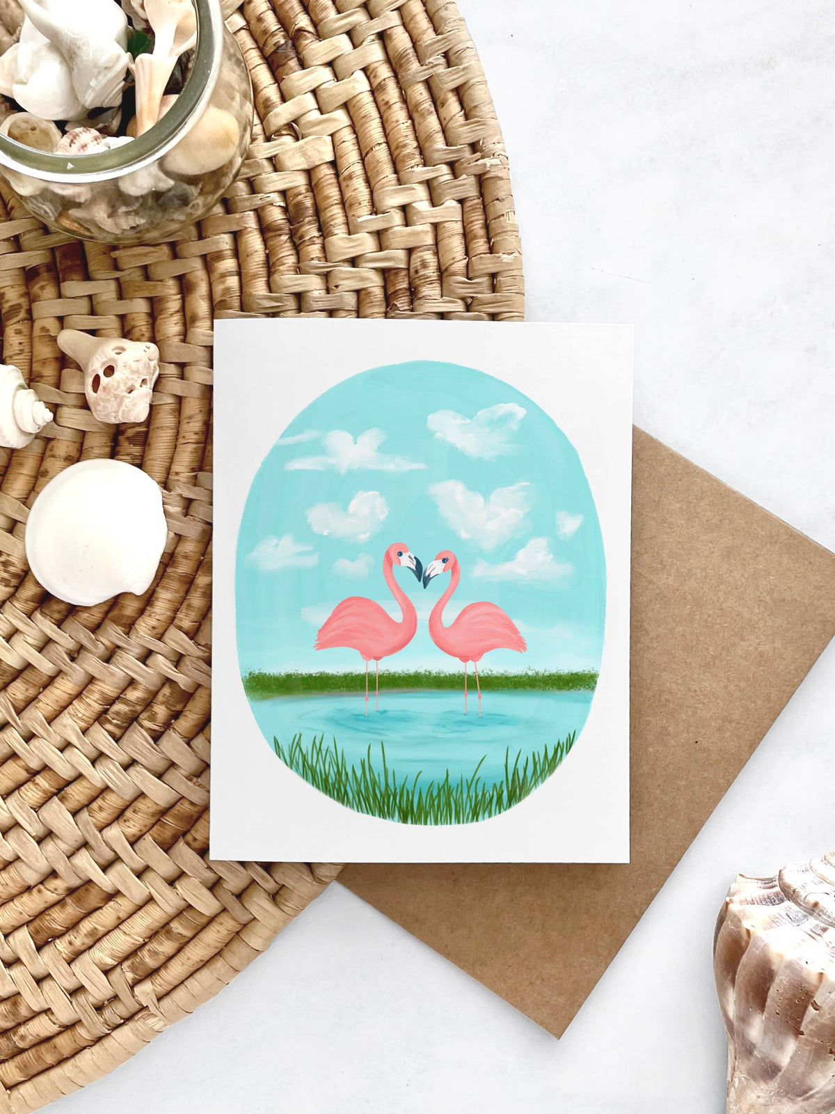 Flamingo Valentine Card, Love Card, Coastal Valentine