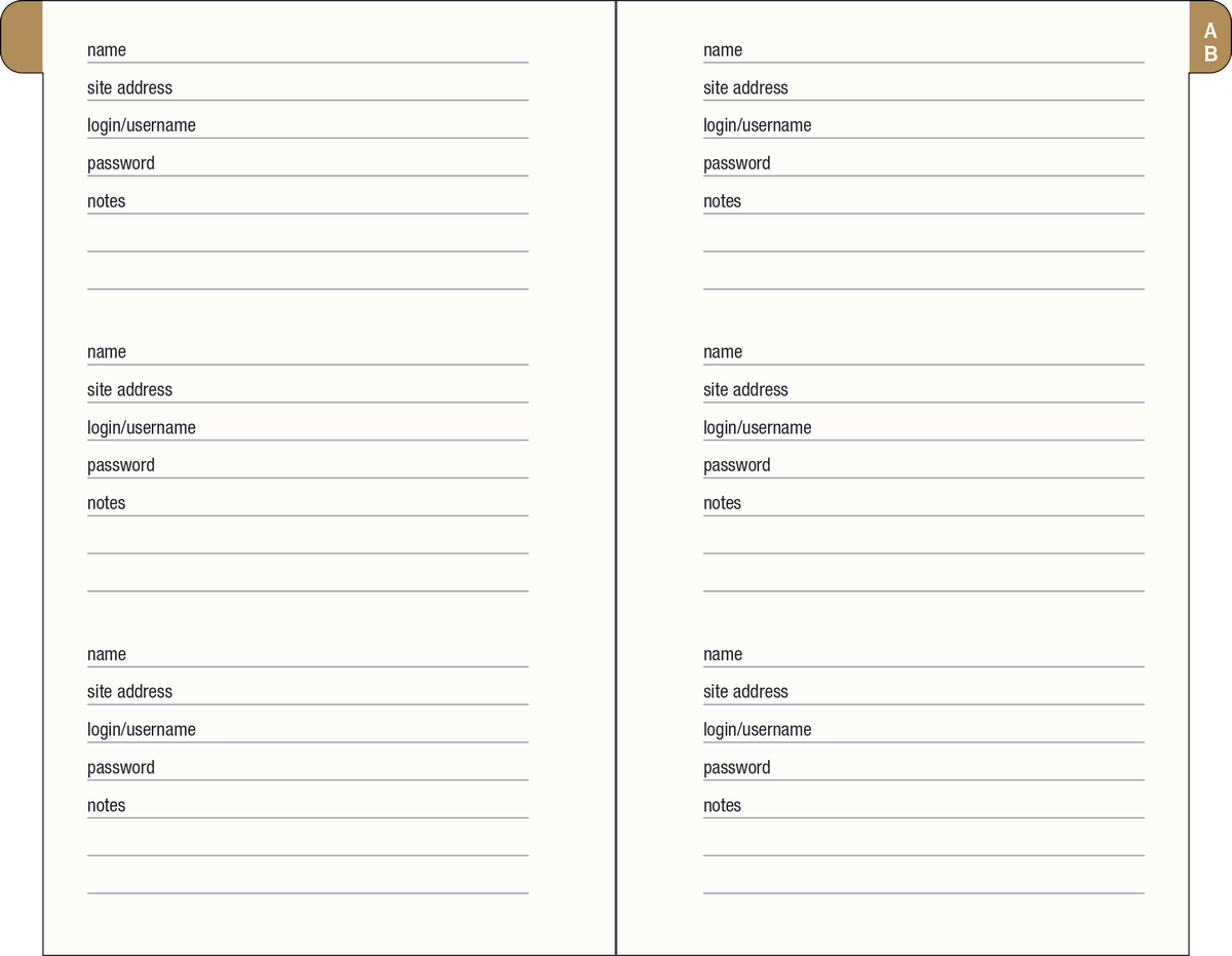 Amalfi Lemons Internet Address & Password Logbook