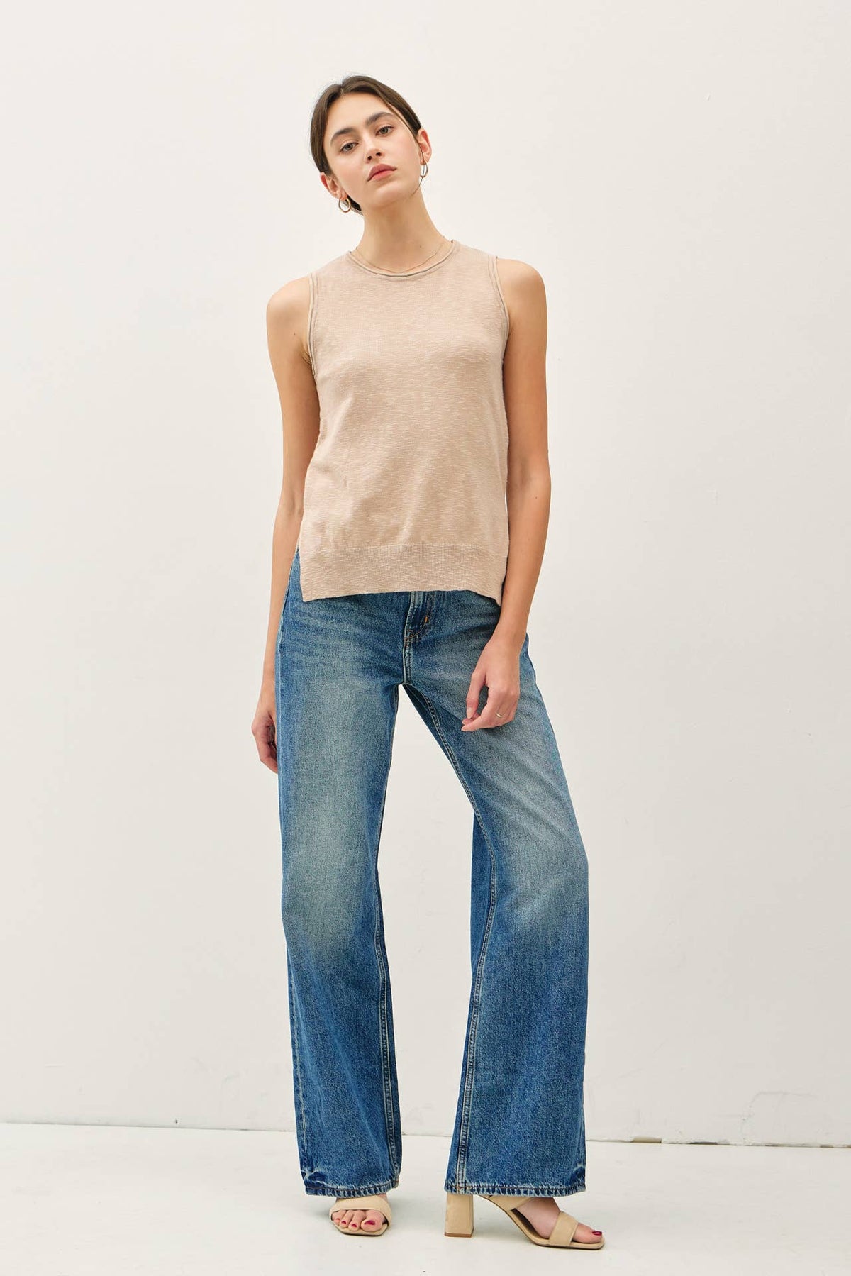 CLASSIC PULLOVER RAW SEAM DETAILED KNIT TANK