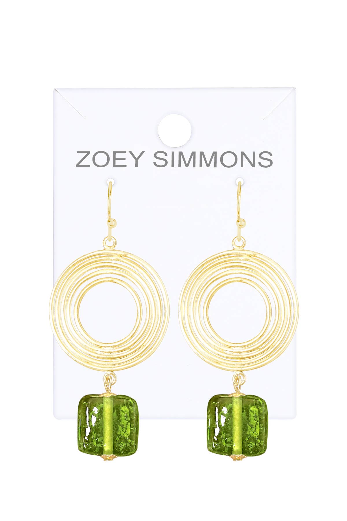 Peridot Murano Glass & Swirl Disc Drop Earrings - GF