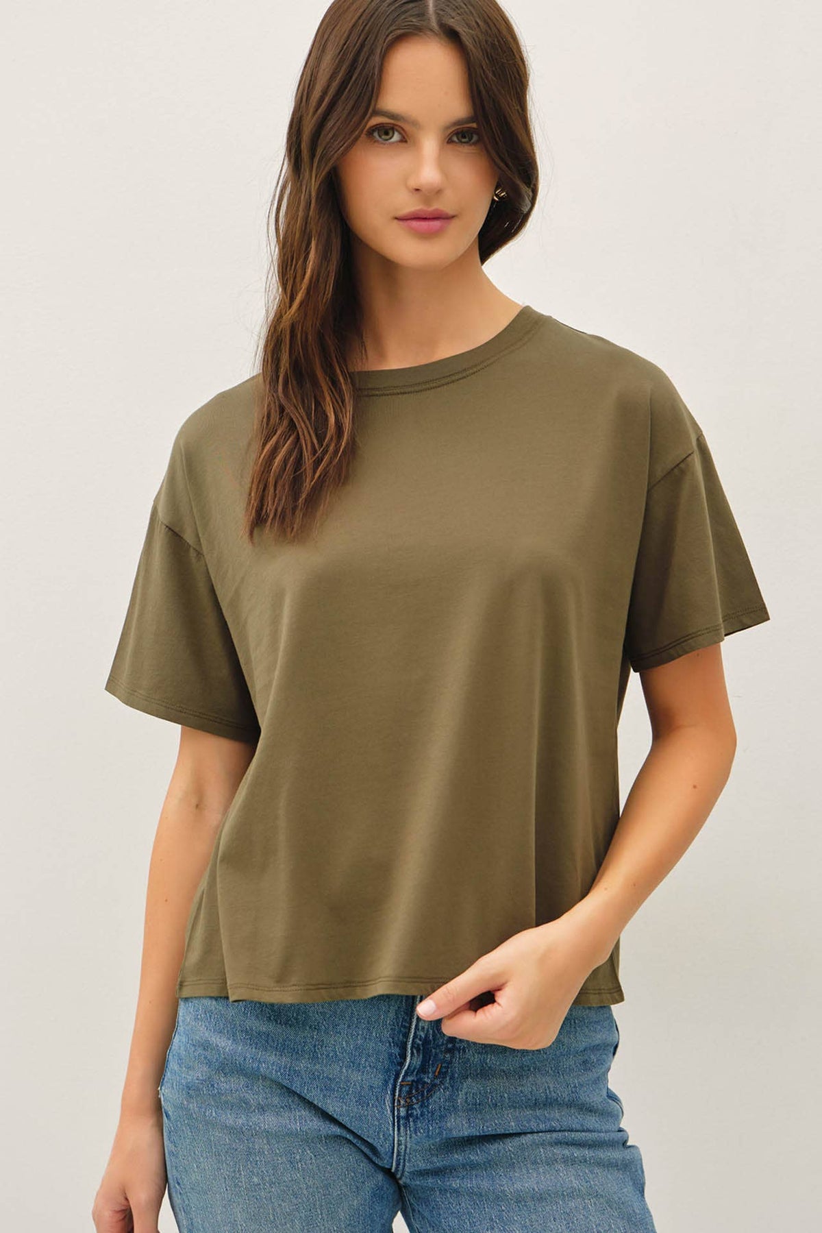 COTTON JERSEY OVERSIZED CROP T-SHIRTS