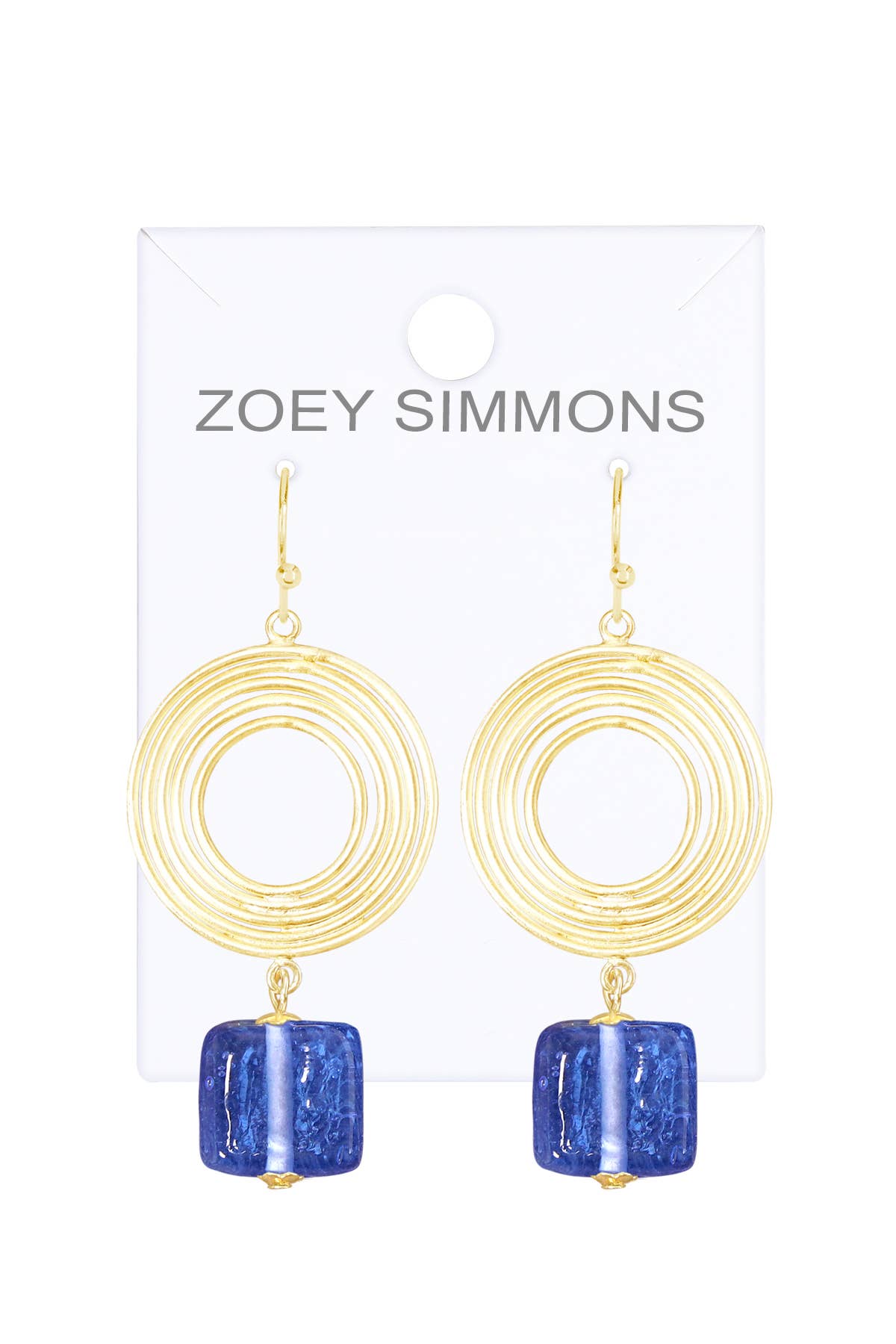 Tanzanite Murano Glass & Swirl Disc Drop Earrings - GF