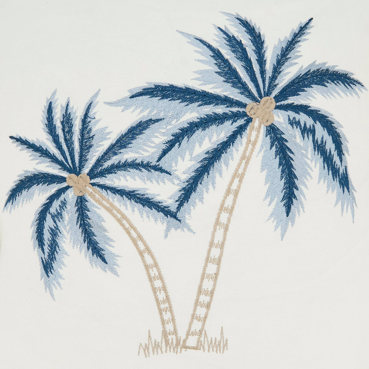 Coastal Embroidered Palm Tree Pillow