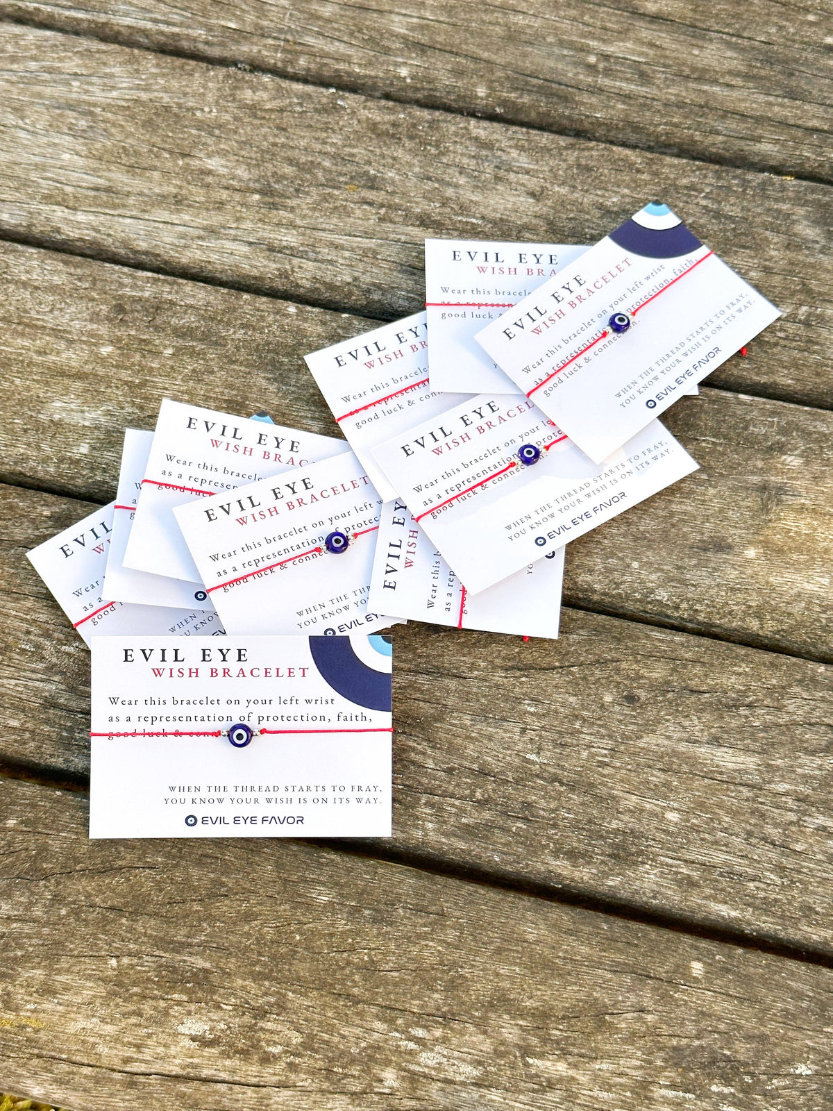 Evil eye wish bracelet with red cord from Evileyefavor