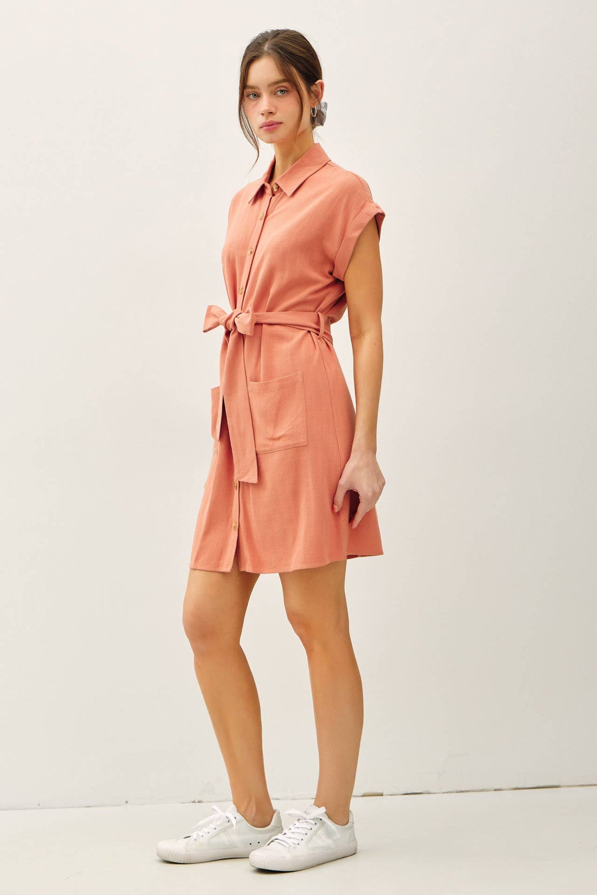 BUTTON UP SHORT SLEEVE DRESS
