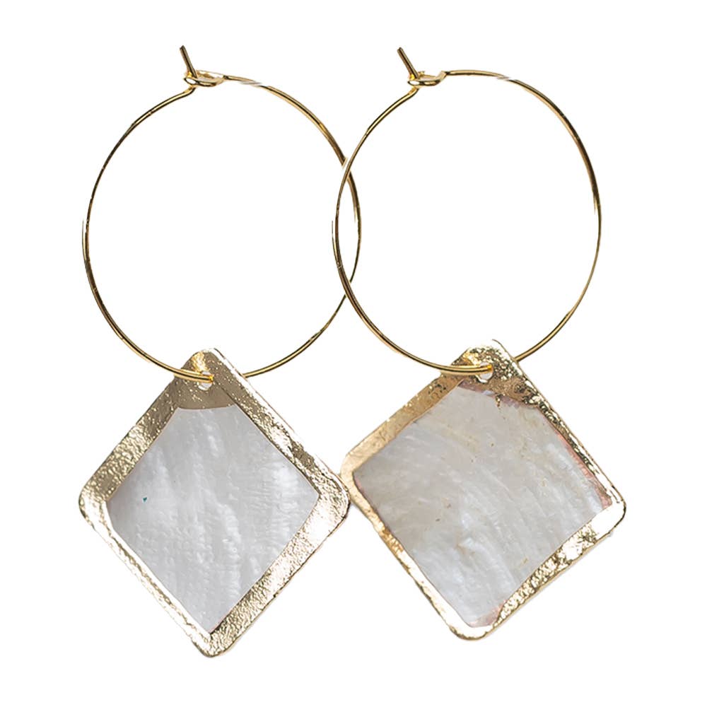 Intentions Earrings, Capiz-Diamond