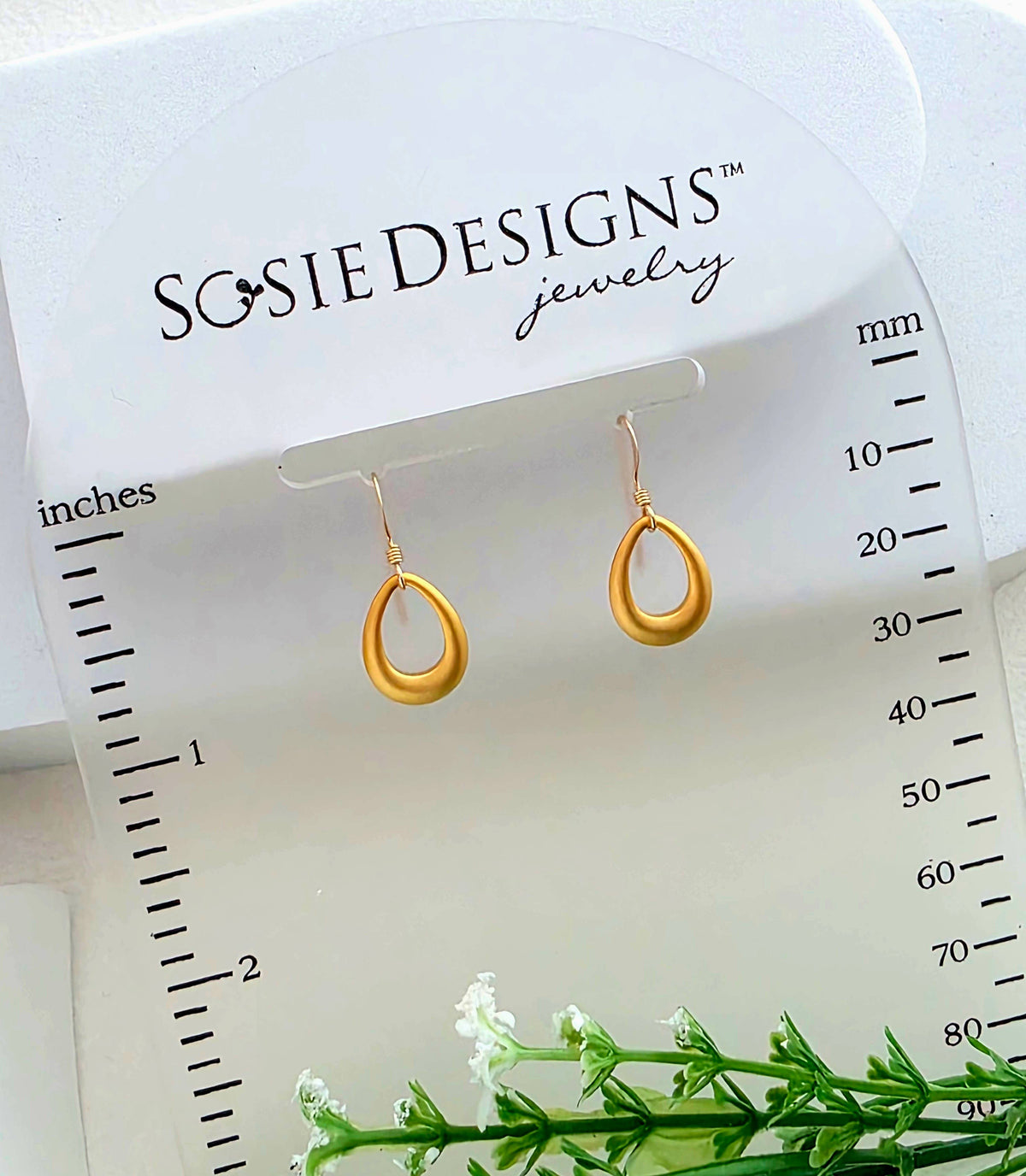 Matte Gold Open Teardrop Earrings