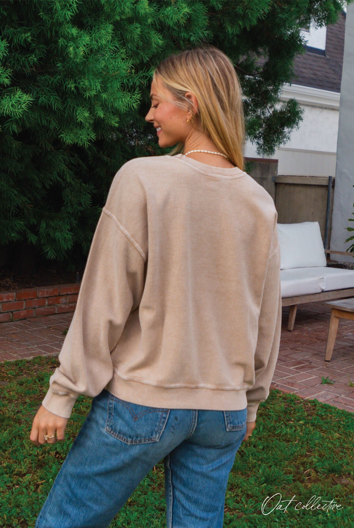 RIBBON BOW Cropped Thermal Vintage Pullover