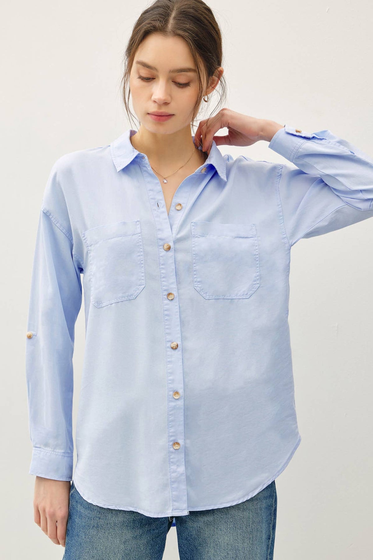 SOFT-WASHED TENCEL OVERSIZED SHIRT
