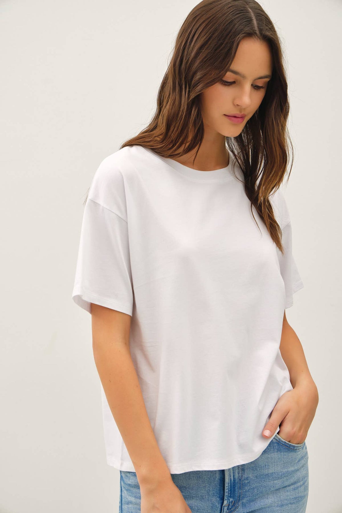 COTTON JERSEY OVERSIZED CROP T-SHIRTS