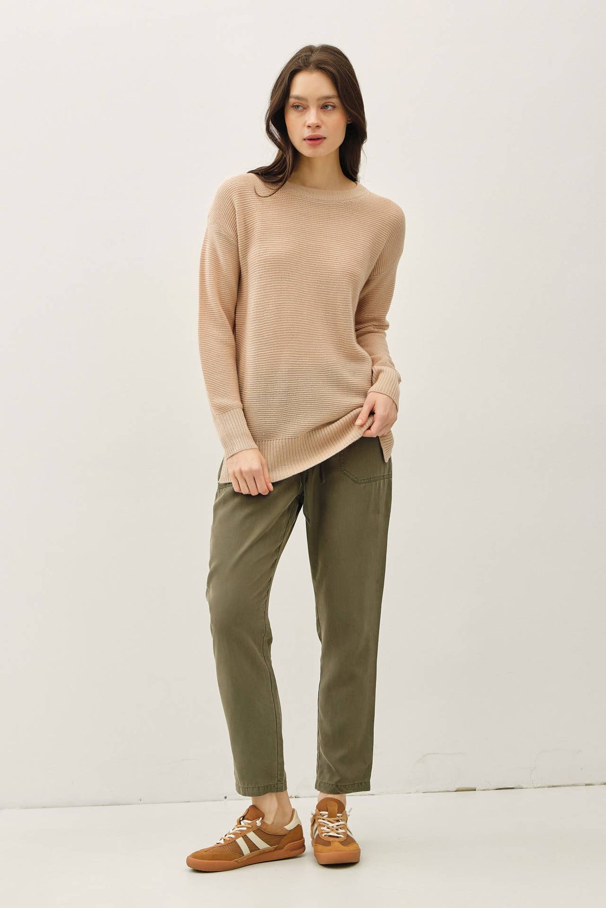 NEW COLOR-BASIC ROUND NECK BOYFRIEND FIT SWEATER