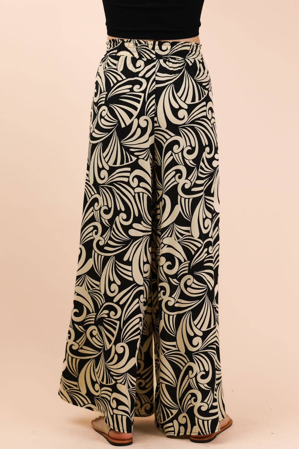 NP70715 - Printed Wide Leg Long Pants