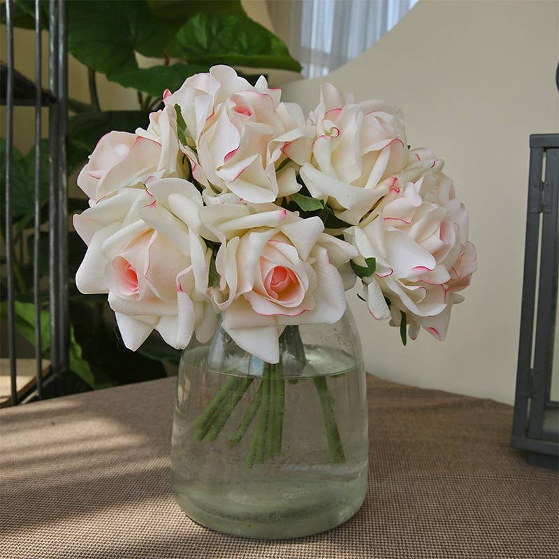 10" Pack of 5 Stems-Moisturized coating Real Touch Rose