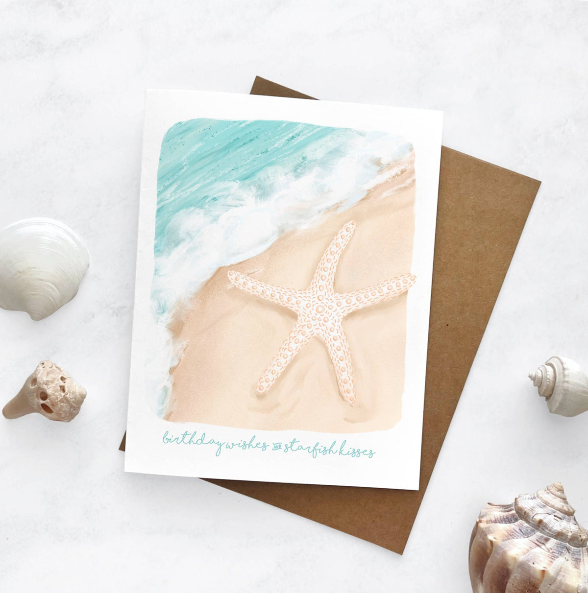 Starfish Birthday Card, Beach Birthday Card,