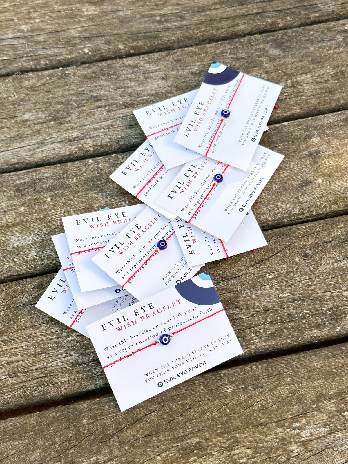 Evil eye wish bracelet with red cord from Evileyefavor