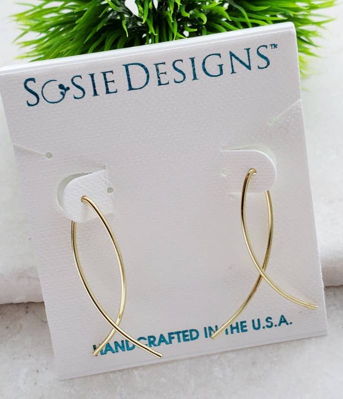 Gold Infinity Wishbone Threader Hoop Earrings - Small