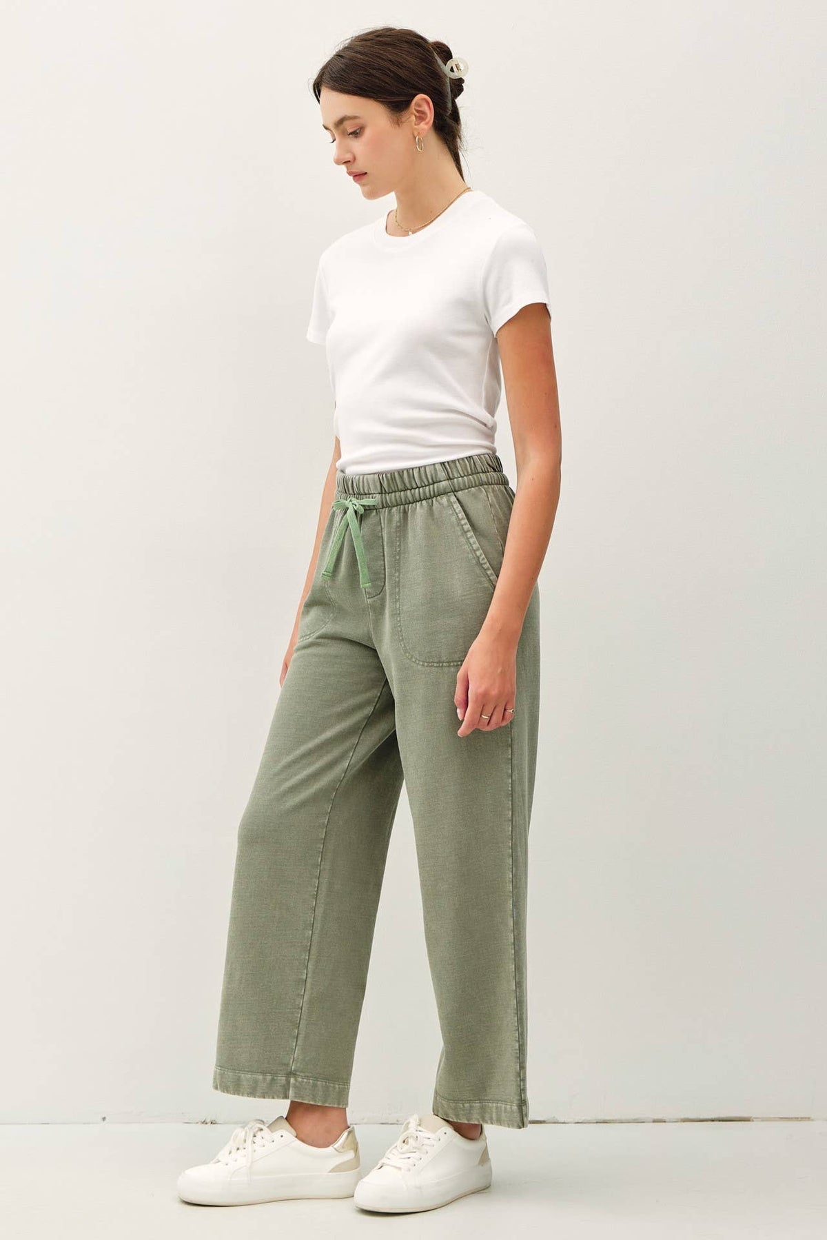 ACID WASH COTTON DRAWSTRING SWEATPANTS