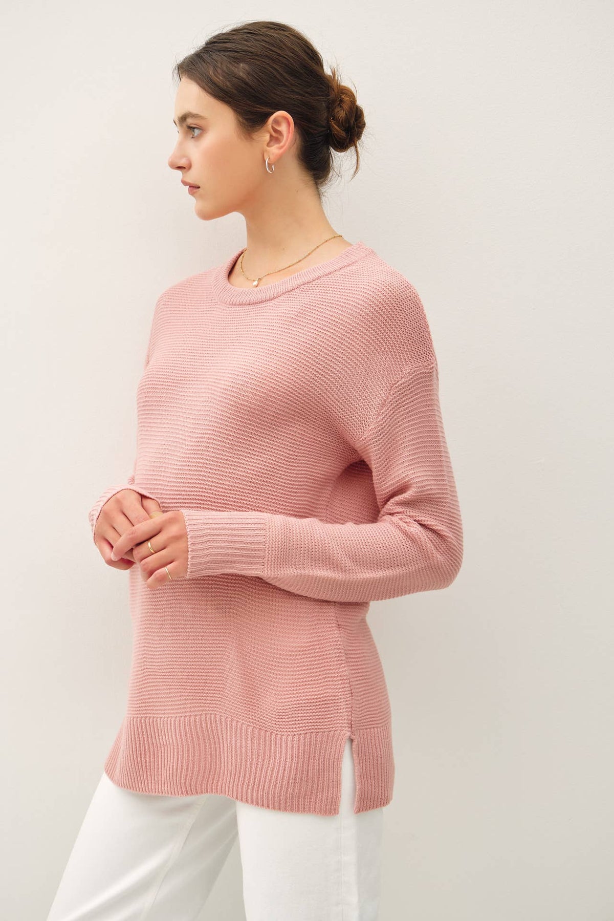 NEW COLOR-BASIC ROUND NECK BOYFRIEND FIT SWEATER