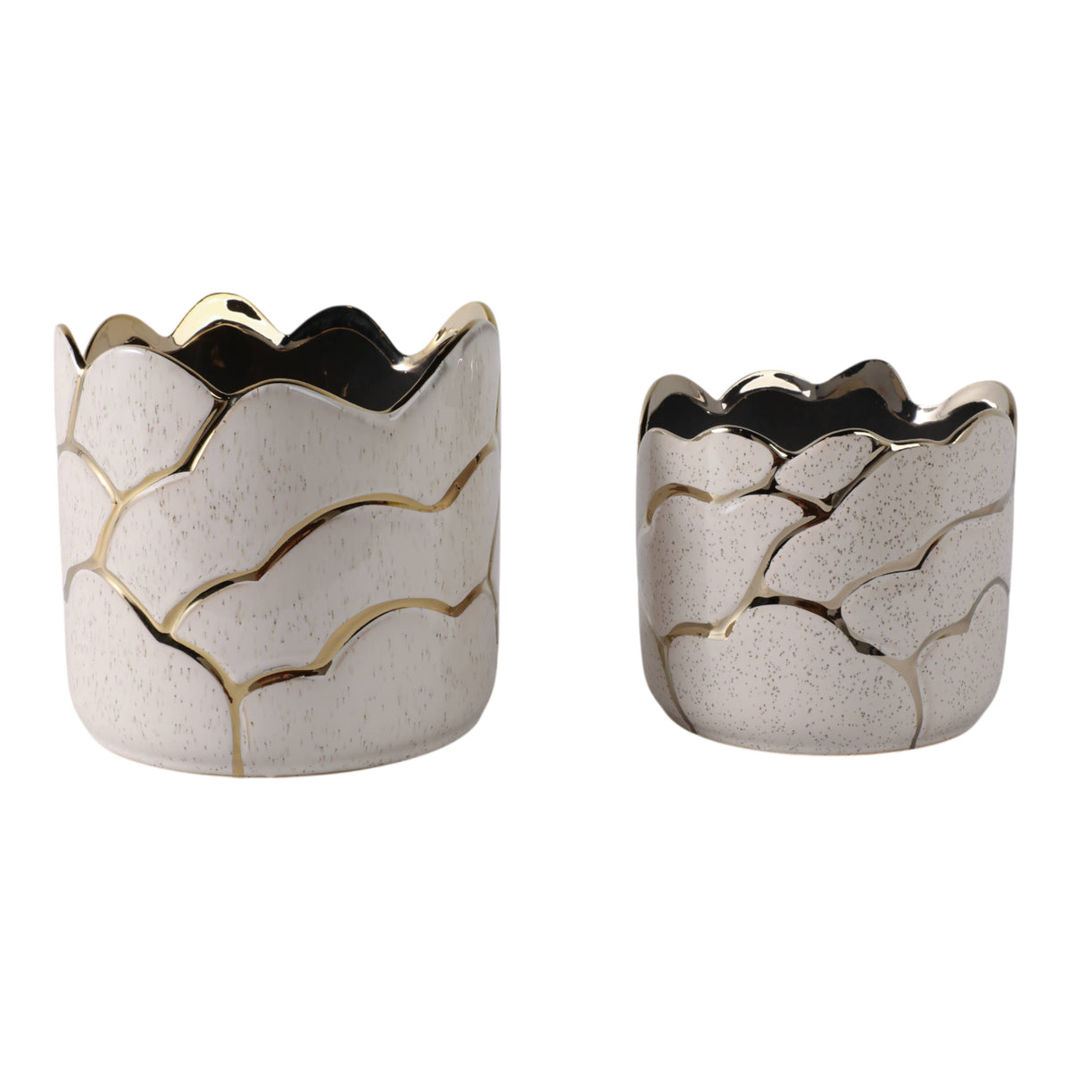 Ivory/Gold Resin Cloud Planter