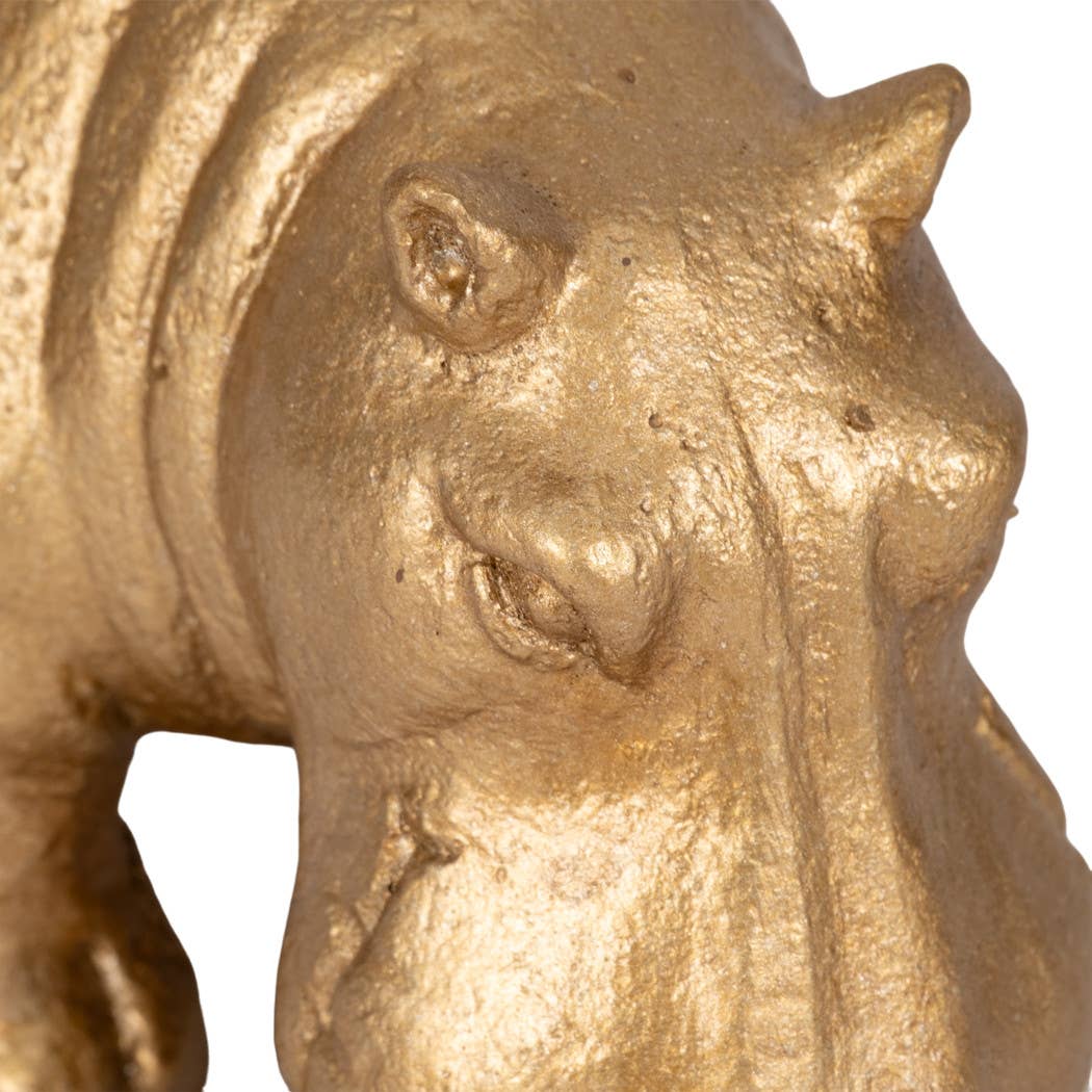 Decorative Figurine - Gold Ceramic Hungry Hippo, 8 in.