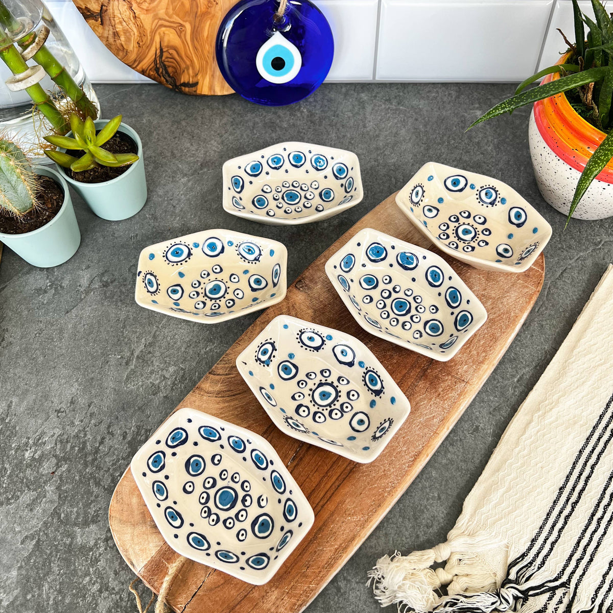 Evil Eye Trinket Dish, Ceramic Pinch Bowls, Handmade Pottery