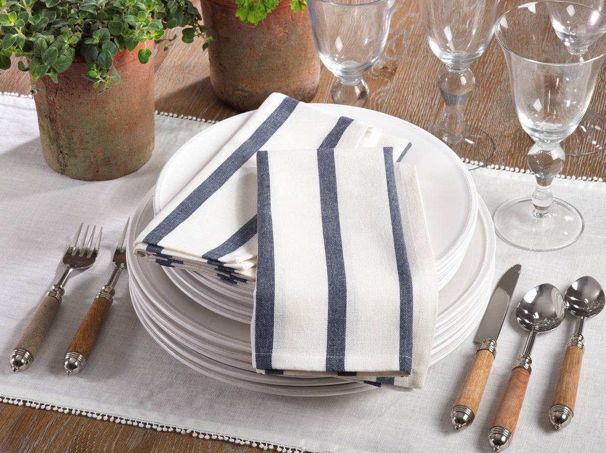 Striped Napkin - Denim Blue and White Shades
