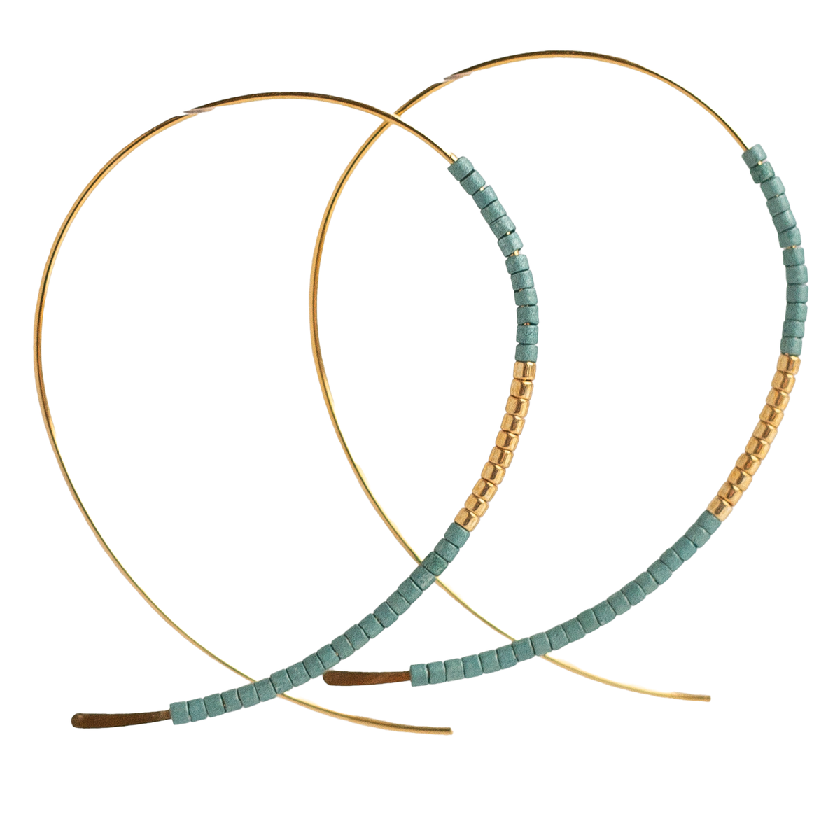 Norah Earrings-Turquoise | Beaded Threader Hoops