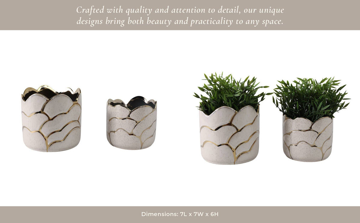 Ivory/Gold Resin Cloud Planter