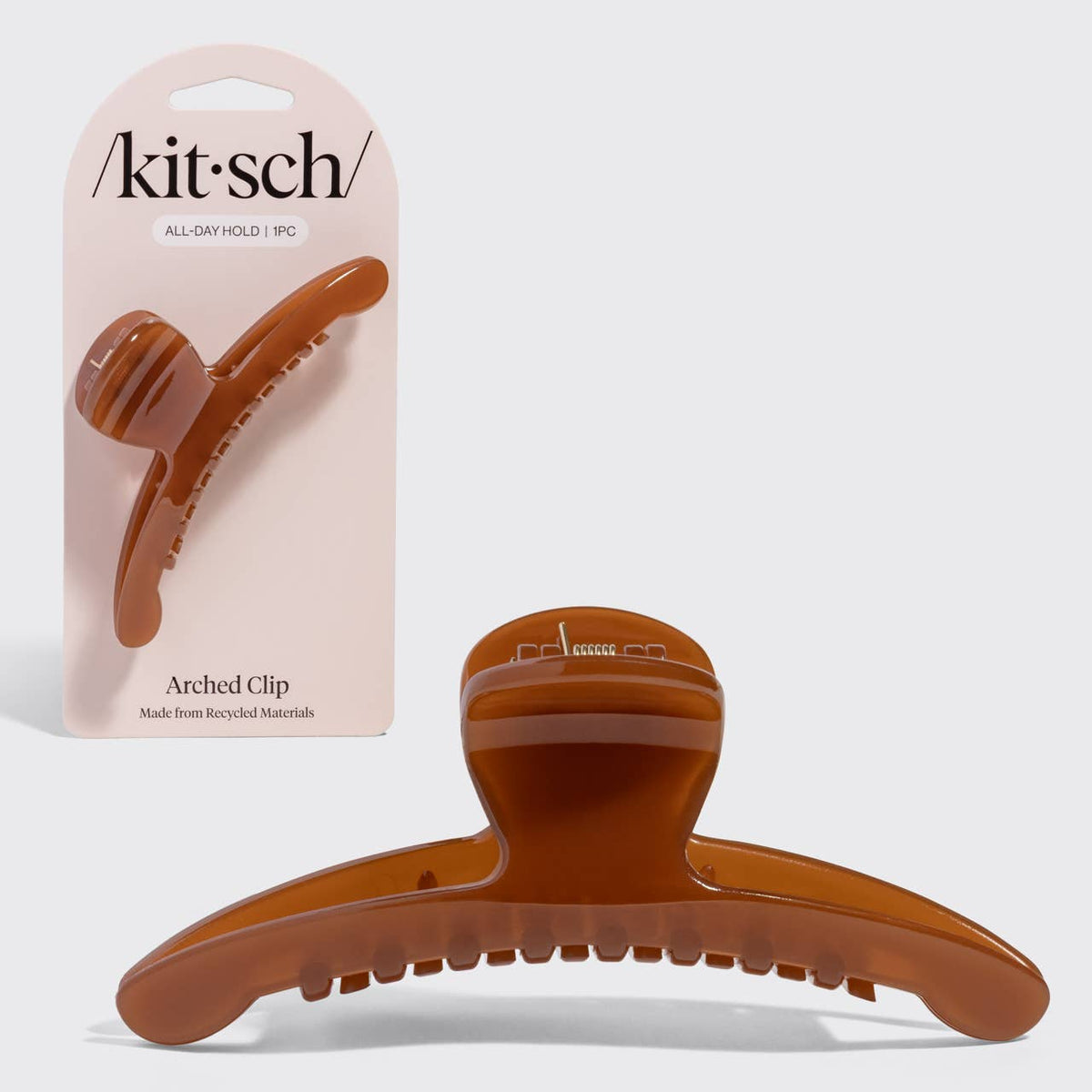 Recycled Plastic Large Arched Clip - Mocha