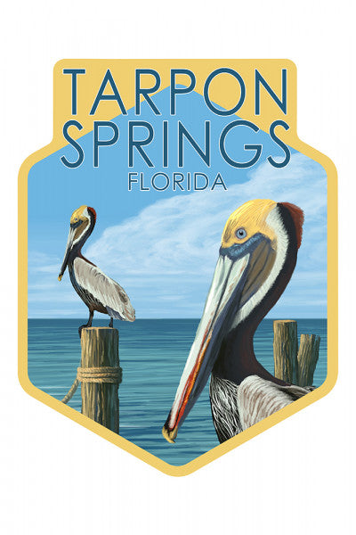 Tarpon Springs, FL - Pelicans Die-Cut Sticker
